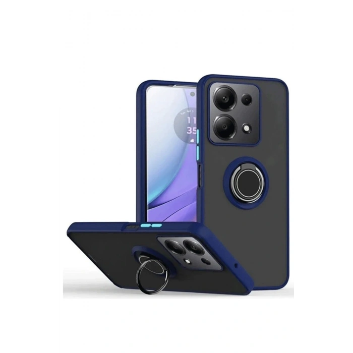 HarmonyAura Xiaomi Redmi Note 13 Pro 4G Montreal Yüzüklü Silikon Kapak - Lacivert