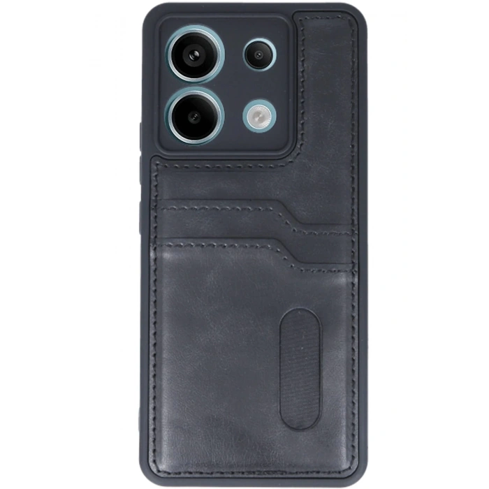 HarmonyAura  Xiaomi Redmi Note 13 Pro 5g Kılıf Sara Kartvizitli Deri Kılıf - Siyah