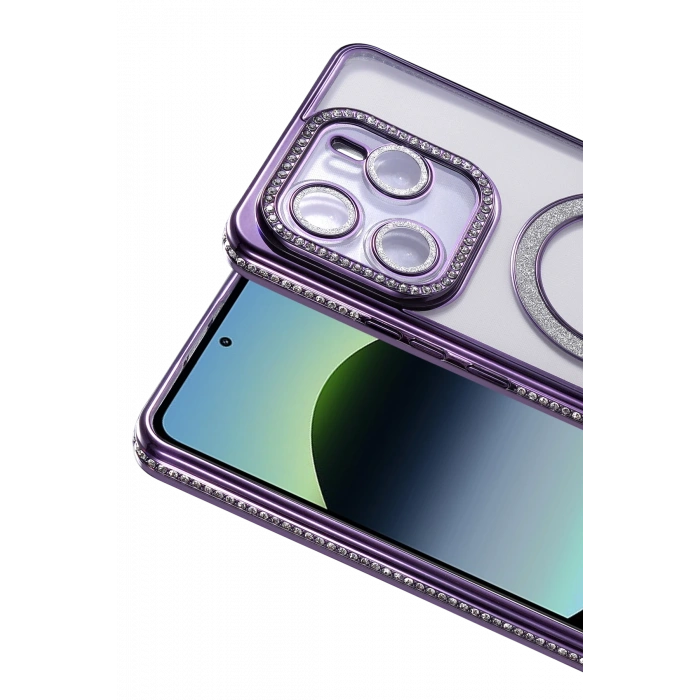 HarmonyAura Xiaomi Redmi Note 14 4G Joke Simli Magneticsafe Kılıf - Derin Mor