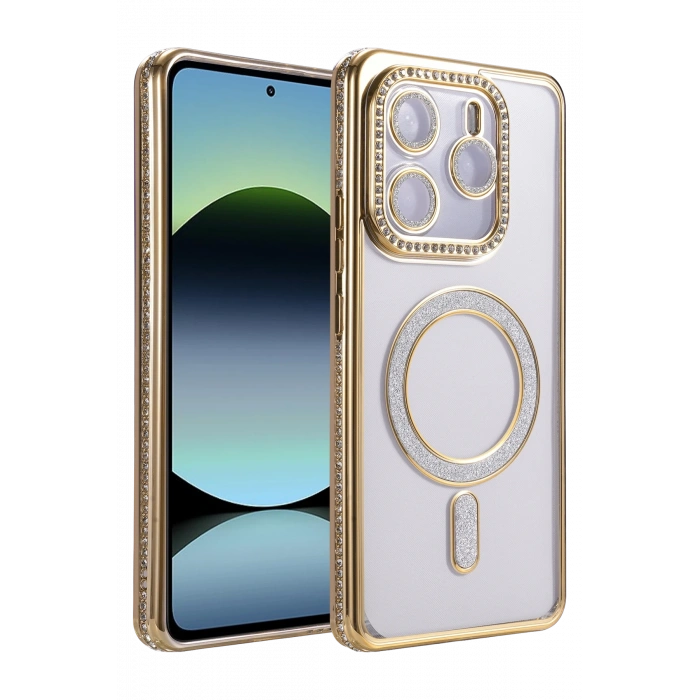 HarmonyAura Xiaomi Redmi Note 14 4G Joke Simli Magneticsafe Kılıf - Gold