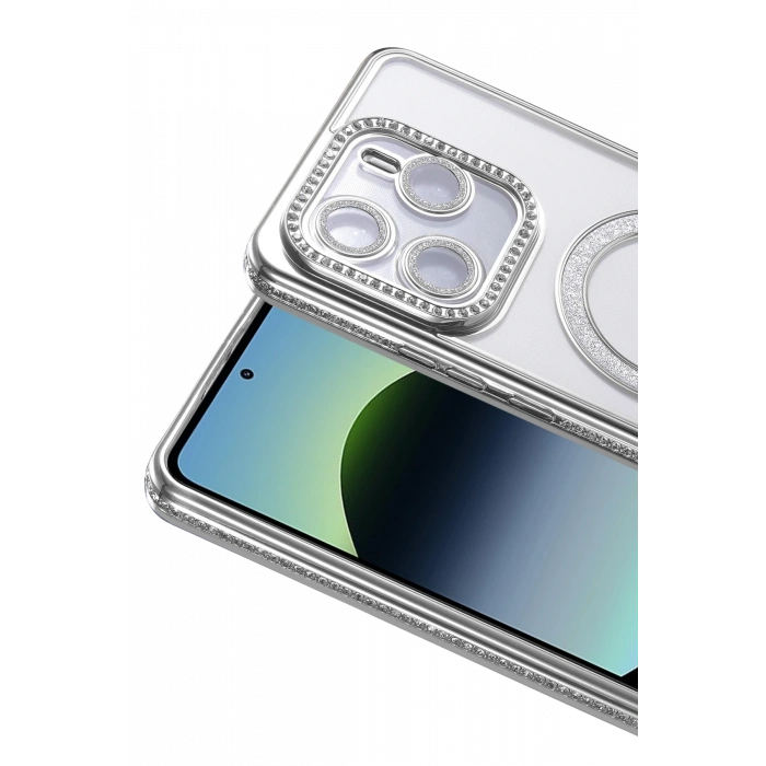 HarmonyAura Xiaomi Redmi Note 14 4G Joke Simli Magneticsafe Kılıf - Gümüş