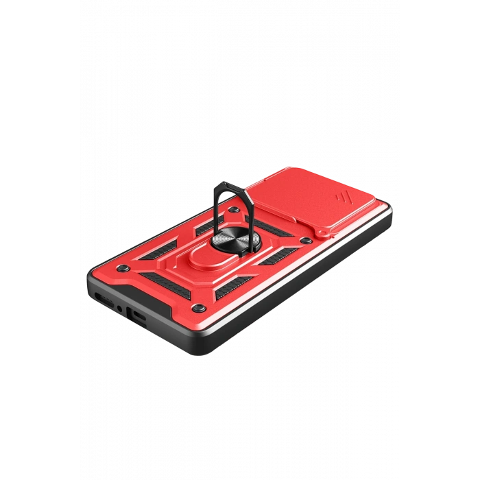 HarmonyAura Xiaomi Redmi Note 14 4G Pars Lens Yüzüklü Silikon - Kırmızı