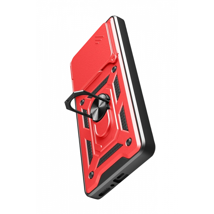 HarmonyAura Xiaomi Redmi Note 14 4G Pars Lens Yüzüklü Silikon - Kırmızı