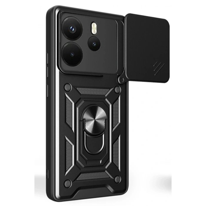 HarmonyAura Xiaomi Redmi Note 14 4G Pars Lens Yüzüklü Silikon - Siyah