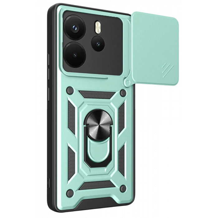 HarmonyAura Xiaomi Redmi Note 14 4G Pars Lens Yüzüklü Silikon - Yeşil