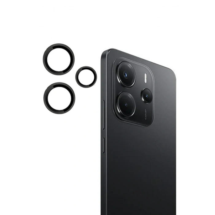 HarmonyAura Xiaomi Redmi Note 14 4G PVD Metal Kamera Lens - Siyah