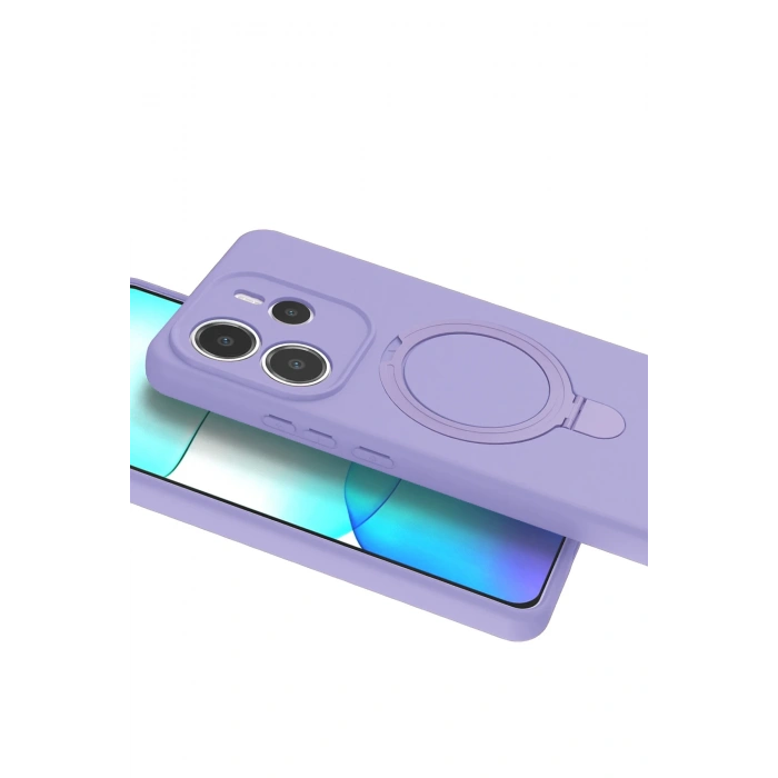 HarmonyAura Xiaomi Redmi Note 14 4G Regal Magsafe Standlı Kapak - Lila