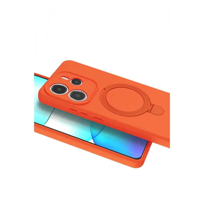 HarmonyAura Xiaomi Redmi Note 14 4G Regal Magsafe Standlı Kapak - Turuncu