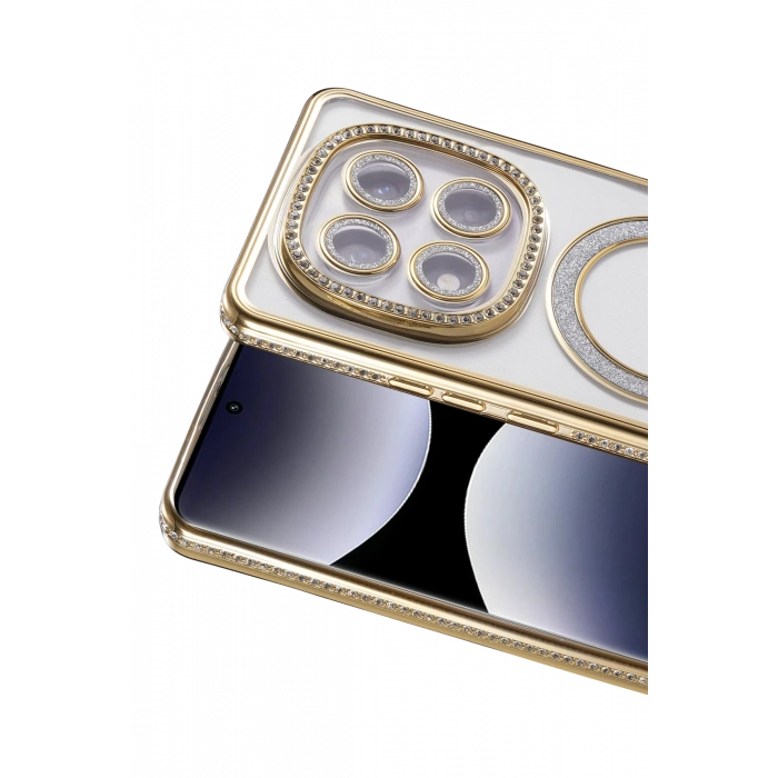 HarmonyAura Xiaomi Redmi Note 14 Pro 5G Joke Simli Magneticsafe Kılıf - Gold