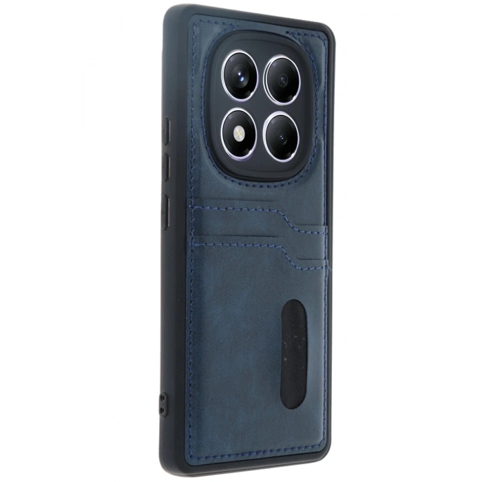 HarmonyAura  Xiaomi Redmi Note 14 Pro 5g Kılıf Sara Kartvizitli Deri Kılıf - Lacivert