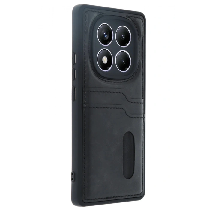 HarmonyAura  Xiaomi Redmi Note 14 Pro 5g Kılıf Sara Kartvizitli Deri Kılıf - Siyah