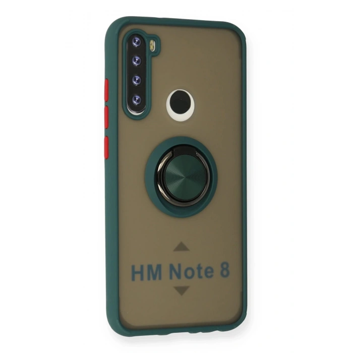 HarmonyAura  Xiaomi Redmi Note 8 Kılıf Montreal Yüzüklü Silikon Kapak - Yeşil