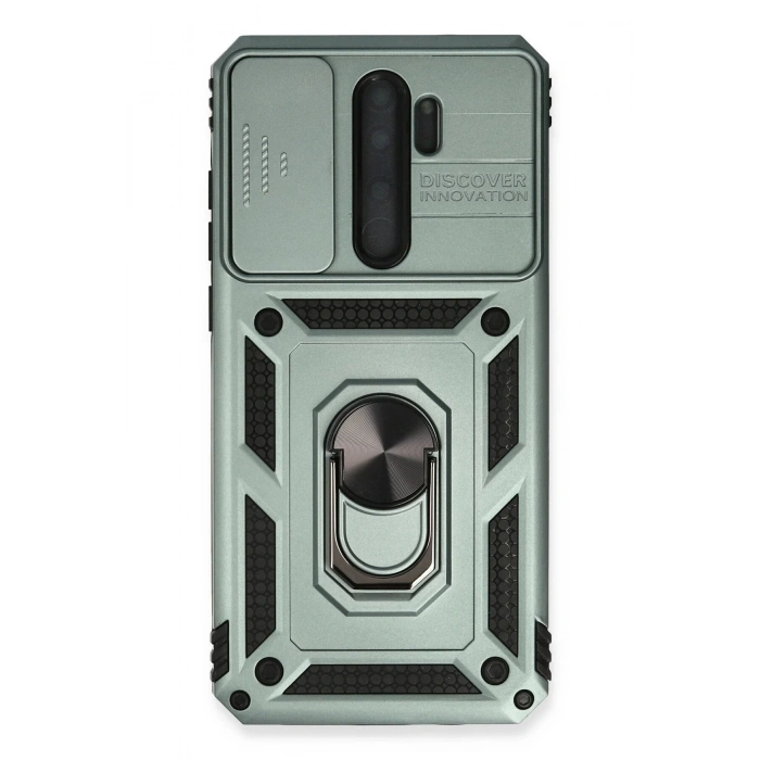 HarmonyAura  Xiaomi Redmi Note 8 Pro Kılıf Pars Lens Yüzüklü Silikon - Yeşil