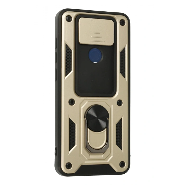 HarmonyAura  Xiaomi Redmi Note 9 Kılıf Pars Lens Yüzüklü Silikon - Gold