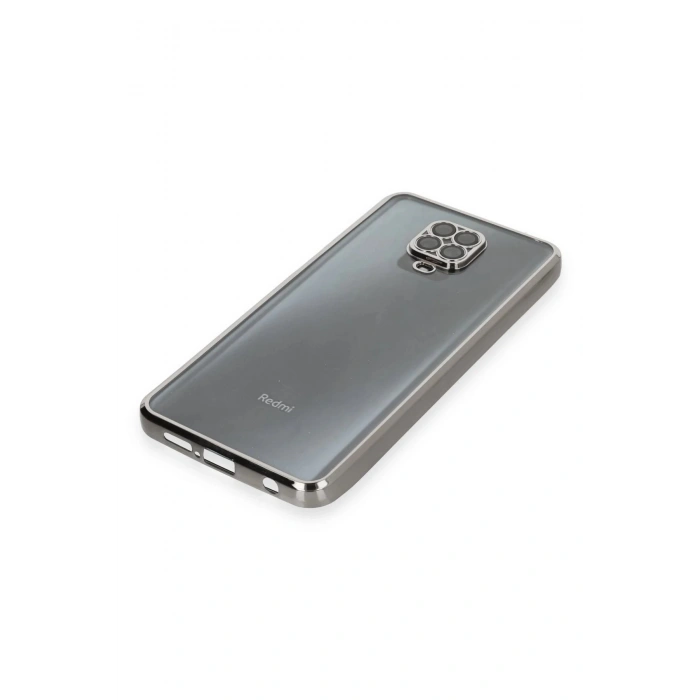 HarmonyAura  Xiaomi Redmi Note 9 Pro Kılıf Lensli Silikon - Gümüş