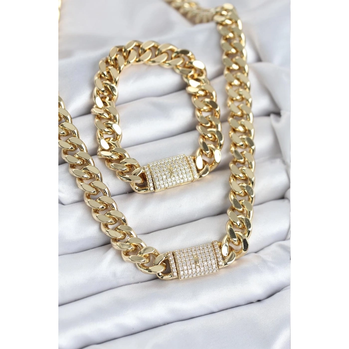 HarmonyAura Xuping Gurmet Gold Renk Kolye ve Bileklik Seti