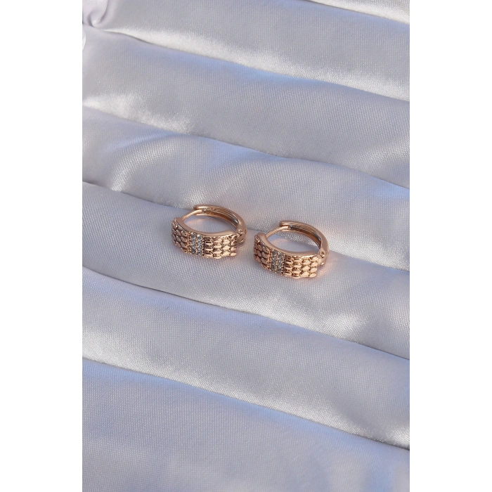 HarmonyAura XUPİNG Rose Renk Zirkon Taşlı İşlemeli Halka Küpe