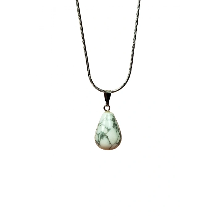 Havlit Doğal Taşı Zincirli El Yapımı Kolye Uç: 2 Cm Zincir: 20 Cm Kutulu