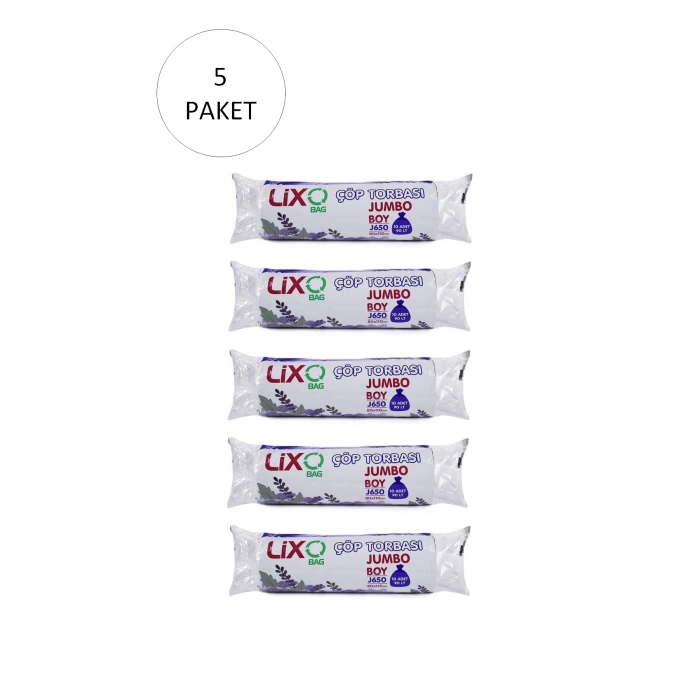 J-650 Jumbo Boy Çöp Torbası 80 X 110 Cm 10 Lu Rulo X 5 Paket = 50 Adet (siyah)