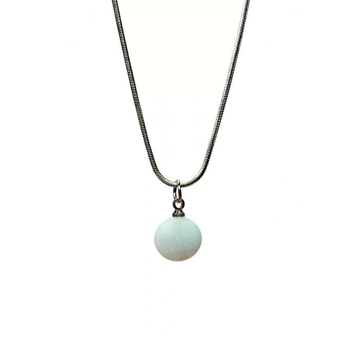 Kalsedon Doğal Taşı Zincirli El Yapımı Kolye Uç: 1,5 Cm Zincir: 20 Cm Kutulu