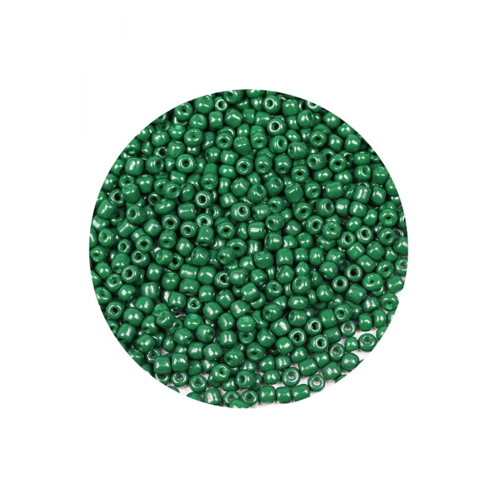 Koyu Yeşil Renk 4 Mm Yaklaşık 220 Adet/20 Gram Cam Boncuk Oya Yazma Bileklik Ve Kolye