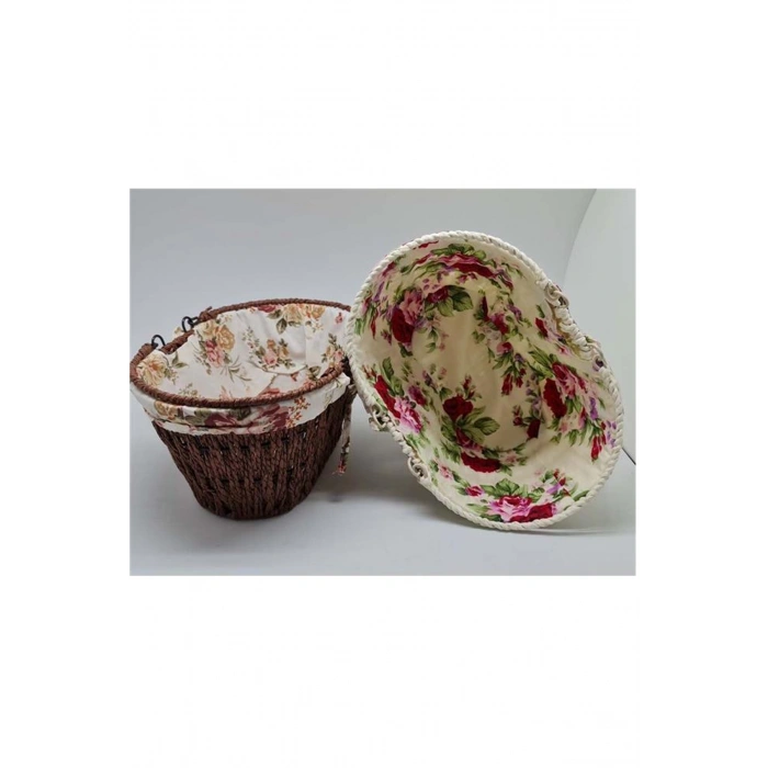 Kumaşlı Hasır Ekmek Sepeti Saplı Oval Royaleks-mtr-2003-51