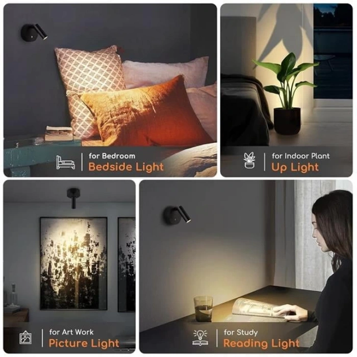 Ledx AL-XYD05 Çok Fonksiyonlu Dokunmatik Şarjlı 1200mAh Duvar Aplik 3000K-4000K-6500K TYPE-C Şarj Girişli