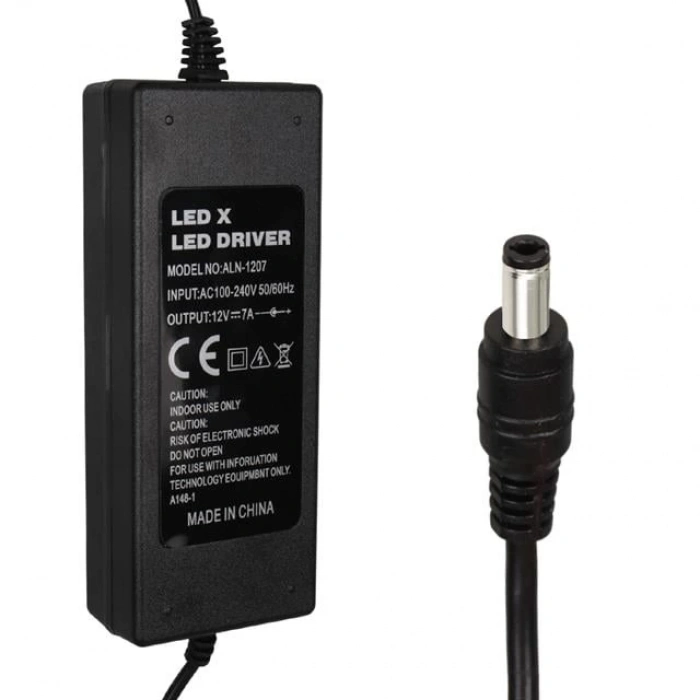 Ledx ALN-1207 12 Volt - 7 Amper 5.5*2.5 Mm Uç Plastik Kasa Masaüstü Adaptör