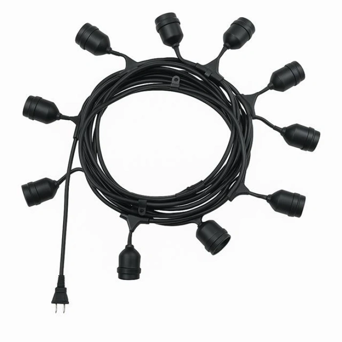 Ledx KB00002 10lu E27 Duy Sıralı 10 Metre Lamba Kablosu (10 Adet Duy İçerir)