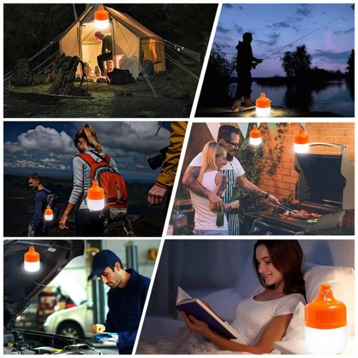 Ledx LN-OR100G 100 Watt TYPE-C Şarjlı Taşınabilir Asma Kancalı Kamp Çadır Lambası 6500K 1200mAh 3 Modlu ABS Malzeme