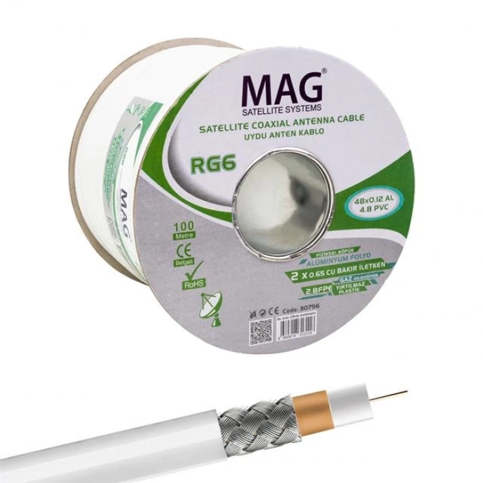 Mag RG59 Fa Mini Dual Bitişik Kablo 100 Metre