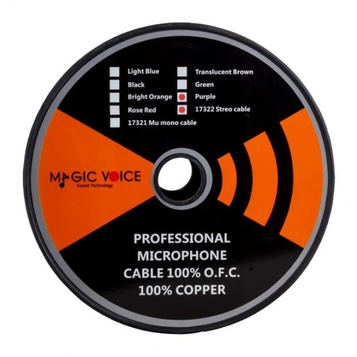 Magicvoice Mi̇krofon Kablosu Stereo 1. Kali̇te 100 Metre Mor