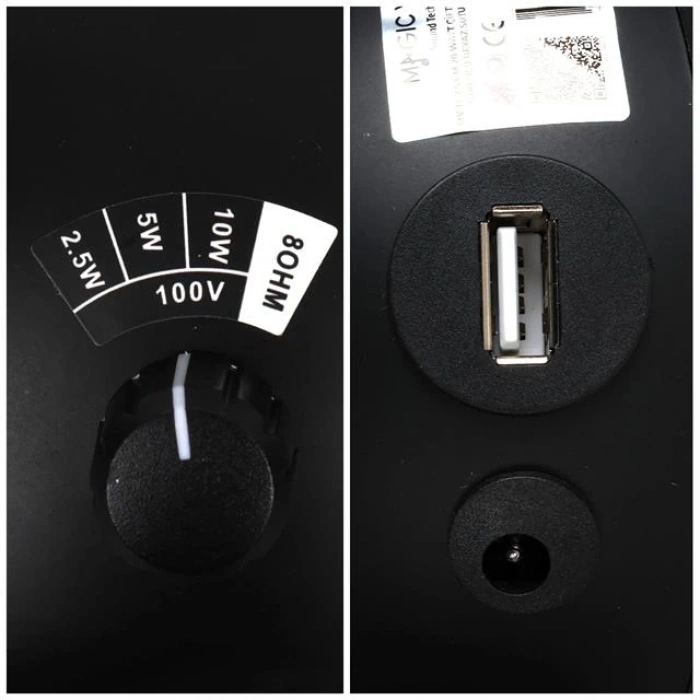 MagicVoice MV-13 7.5 CM 20 Watt Komütatörlü Hat Trafolu Siyah Sütun Sarkık Hoparlör (2li Takım)