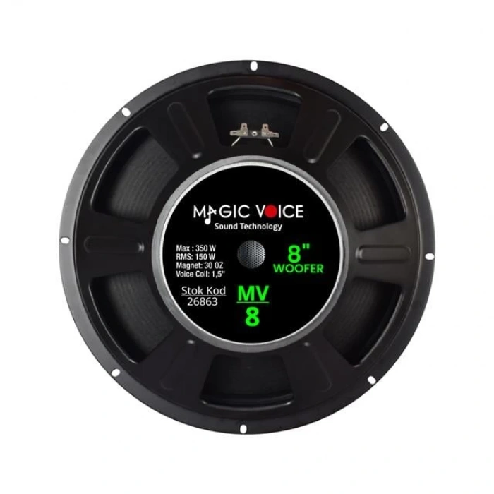 Magicvoice MV-8 Maks. 350 Watt / Rms 150 Watt 8” Siyah 20 Cm Woofer Yedek Hoparlör