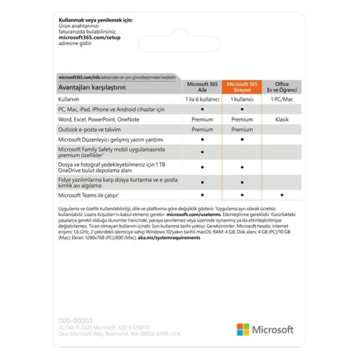 Microsoft 365 Bireysel Türkçe Yeni