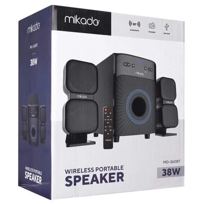 Mikado MD-360BT 2+1 38W BT/AUX/USB/FM/LED Ekran Multimedia Speaker Ev Sinema Sistemi