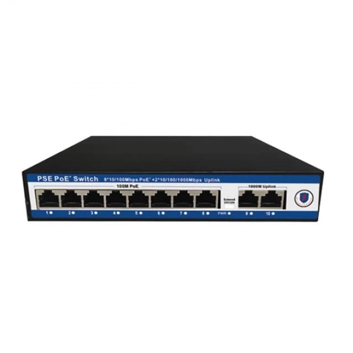 Novacom NVC-PSE0820G 100/1000MB 8 Port POE + 2 Port Uplink Switch