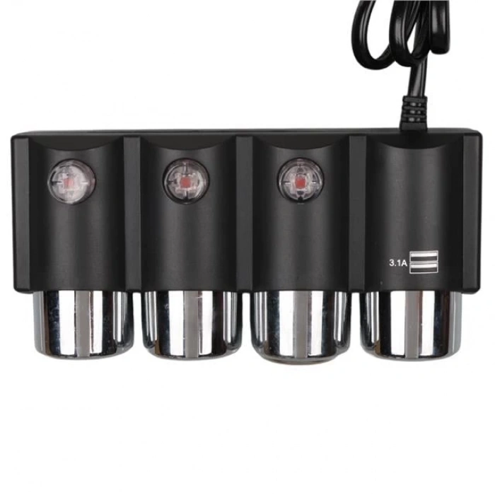 Olesson 1508 12-24V Çift USB Girişli 120W 80cm Kablolu 3lü Araç Çakmak Çoklayıcı