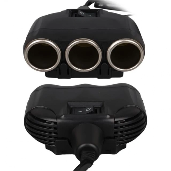 Olesson 1634 12-24V Tek USB Girişli 120W 80cm Kablolu Dijital Voltaj Ekranlı 3lü Araç Çakmak Çoklayıcı