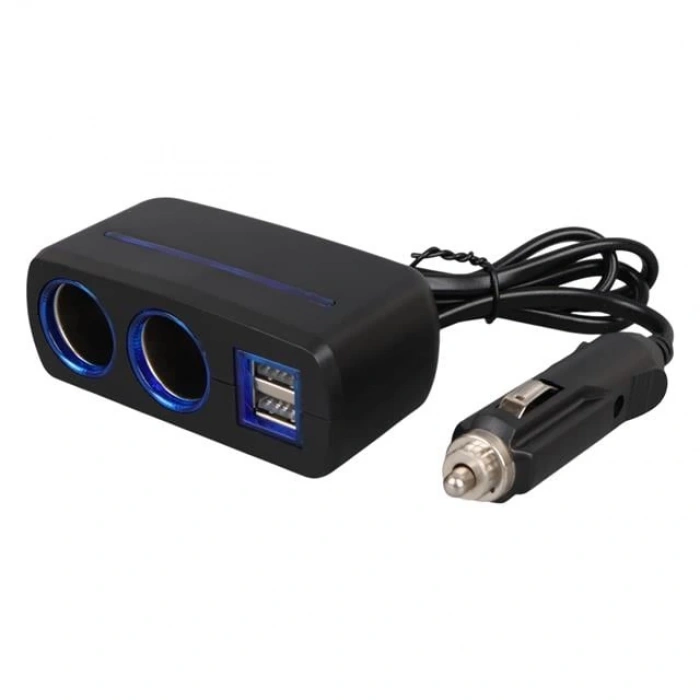 Olesson 1638 12-24V Çift USB Girişli 120W 80 CM Kablolu 2LI Araç Çakmak Çoklayıcı