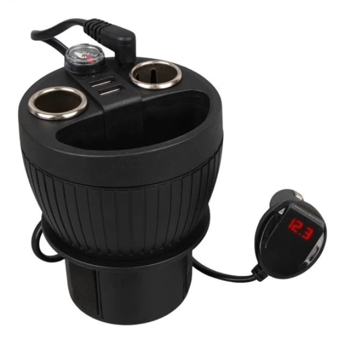 Olesson 1640 12-24V Çift USB Girişli 120W 80cm Kablolu Dijital Voltaj Ekranlı 2li Araç Çakmak Çoklayıcı