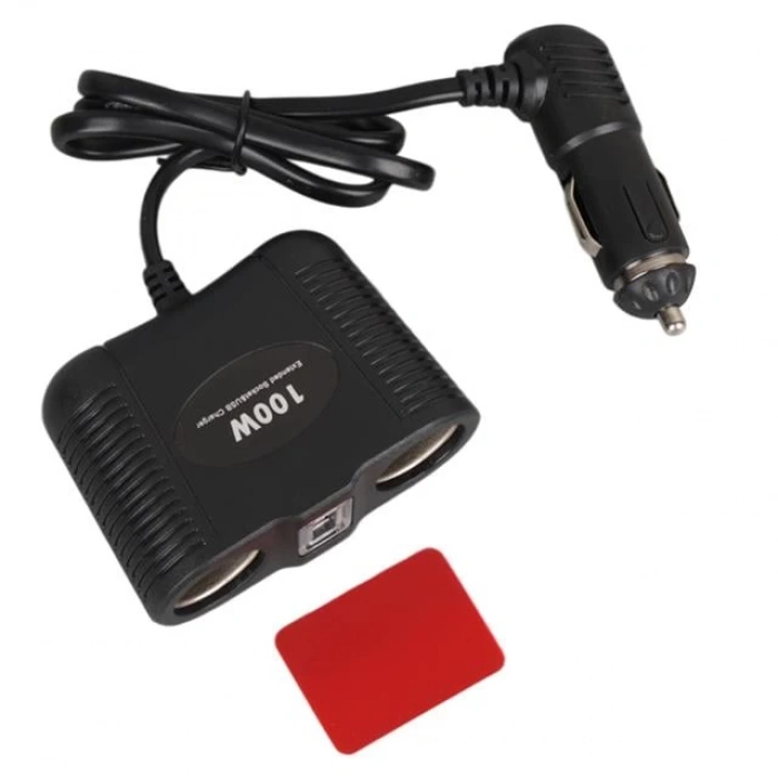 Olesson 1645 12-24V Tek USB Girişli 100W 70cm Kablolu 2li Araç Çakmak Çoklayıcı