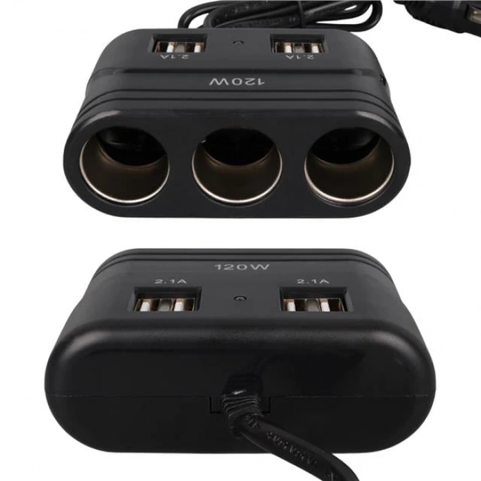 Olesson 1678 12-24V 4 USB Girişli 120W 80cm Kablolu 3lü Araç Çakmak Çoklayıcı