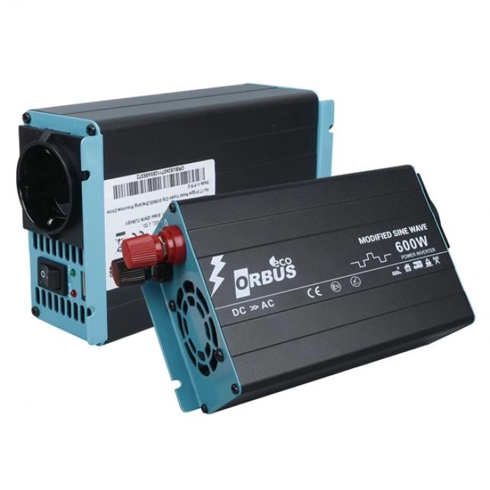 Orbus ORB600M DC 12V - 220V AC 600W/1200W Modified Sinus Sine Wave Inverter