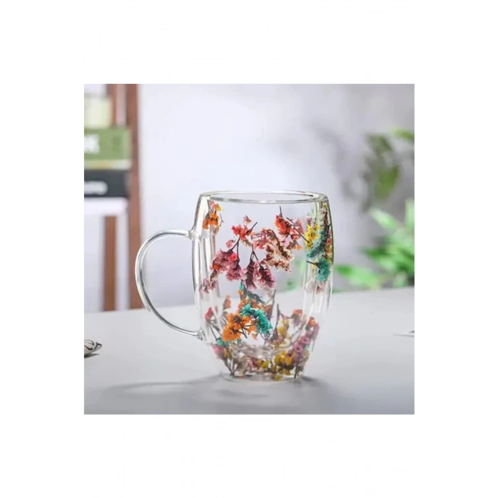 Organik Çiçekli Borosilikat Bardak 350 Ml. Royaleks-brd-150 Bh