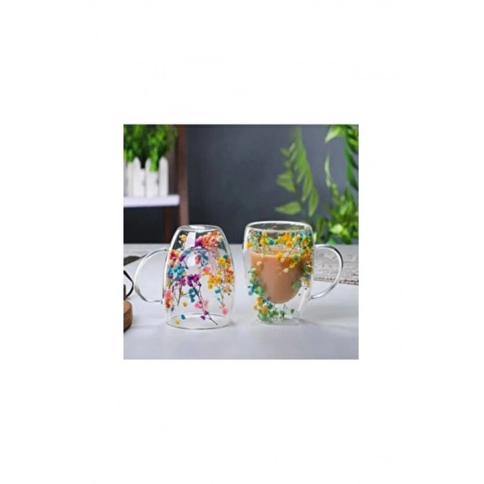 Organik Çiçekli Borosilikat Bardak 350 Ml. Royaleks-brd-150 Bh