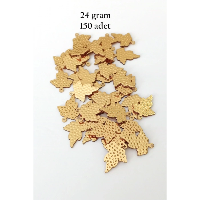 Oya Abiye Bileklik Kolye Pleksi Metalik Plastik Pul Altın Renk 24 Gram 150 Adet - Bnc549