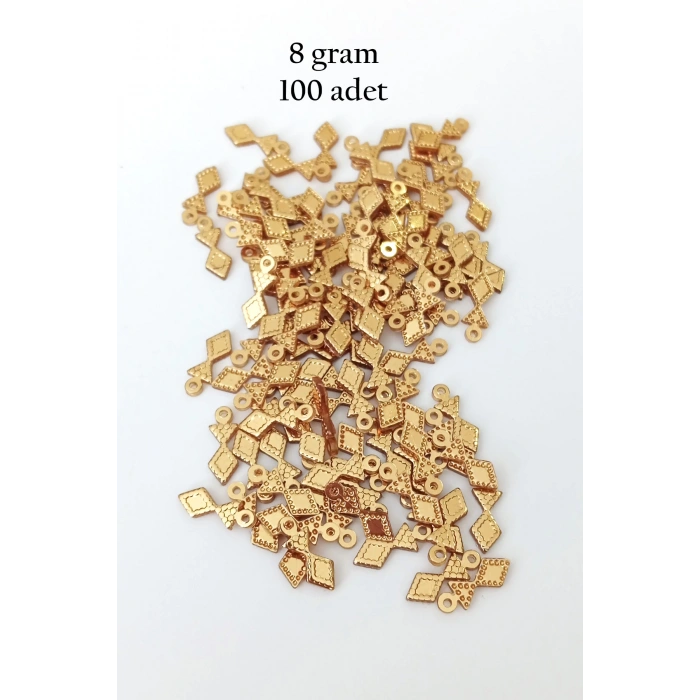 Oya Abiye Bileklik Kolye Pleksi Metalik Plastik Pul Altın Renk 8 Gram 100 Adet - Bnc476