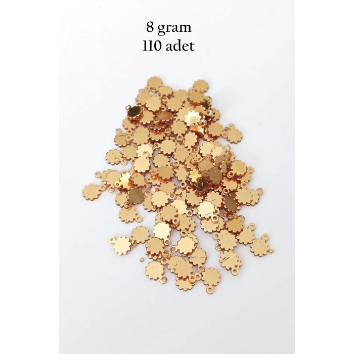 Oya Abiye Bileklik Kolye Pleksi Metalik Plastik Pul Altın Renk 8 Gram 110 Adet - Bnc474
