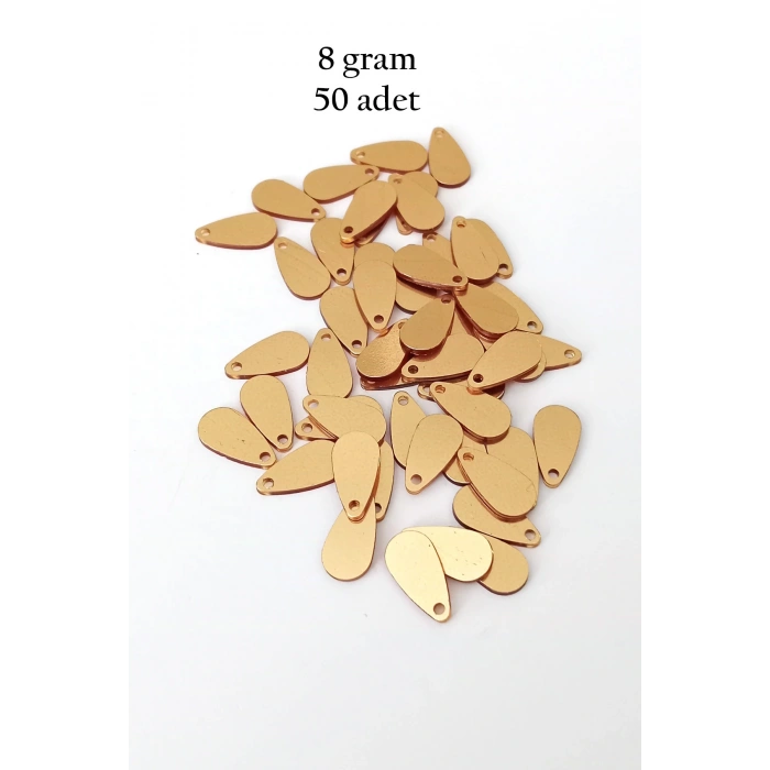 Oya Abiye Bileklik Kolye Pleksi Metalik Plastik Pul Altın Renk 8 Gram 50 Adet - Bnc484